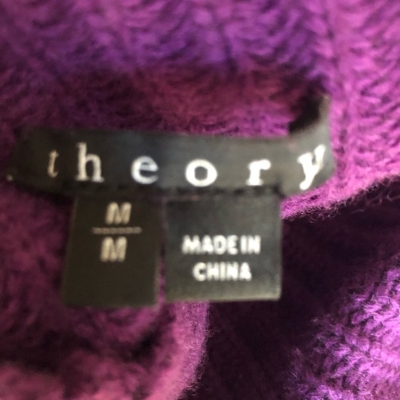 Theory Sweater Mock Neck Wool Cashmere Relaxed Fit Purple Medium - Picture 9 of 9